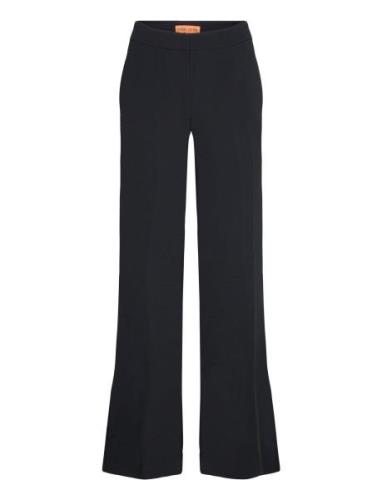 Flared Long Pants, 2273 Crepe Bottoms Trousers Flared Black STINE GOYA