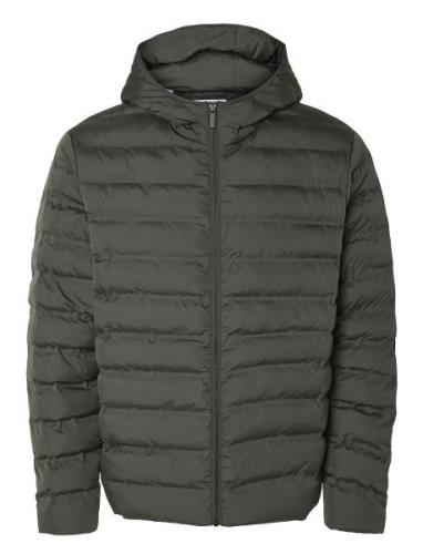 Slhbarry Quilted Hoodjacket Noos Fodrad Jacka Grey Selected Homme