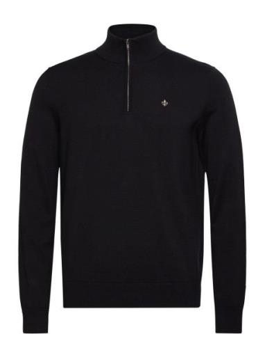 Brian Half Zip Tops Knitwear Half Zip Jumpers Black Morris