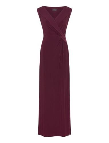 Jersey Off-The-Shoulder Gown Maxiklänning Festklänning Burgundy Lauren...