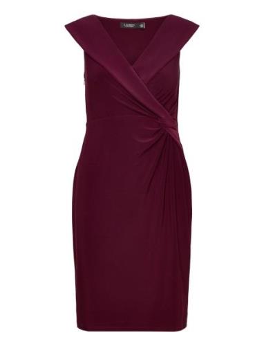 Jersey Off-The-Shoulder Cocktail Dress Kort Klänning Burgundy Lauren R...