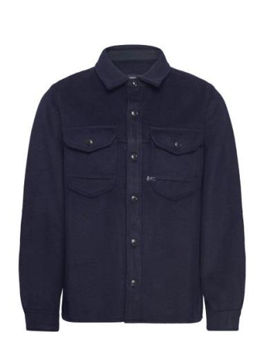 Denham Mens Shirt Long Sleeve Leisure Marinblå