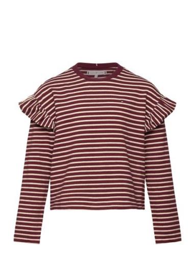 Stripe Tee Ls Tops T-shirts Long-sleeved T-shirts Burgundy Tommy Hilfi...