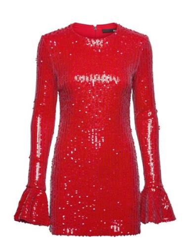 Sequins Ls Mini Dress Kort Klänning Red ROTATE Birger Christensen