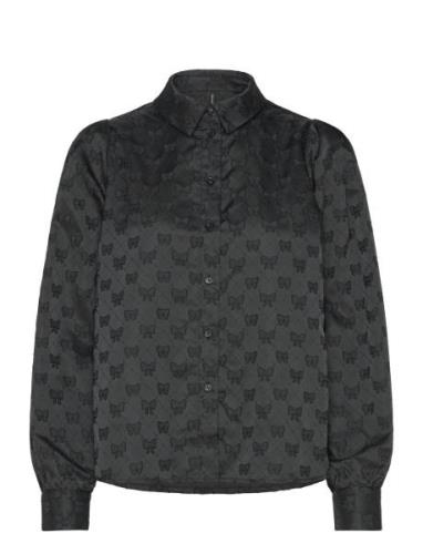 Vero Moda Vmviga Jacquard Ls Shirt Wvn Ga Svart