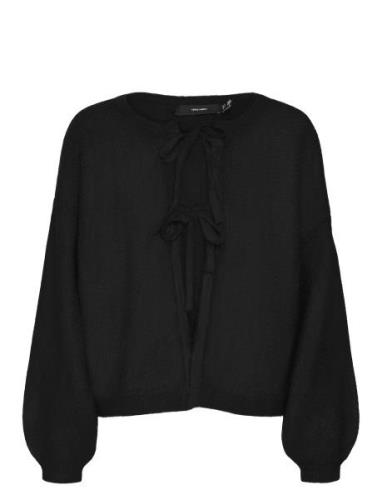 Vmbow Ls O-Neck Tie Cardigan Ga Tops Knitwear Cardigans Black Vero Mod...