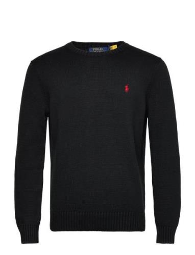 Cotton Crewneck Sweater Tops Knitwear Round Necks Black Polo Ralph Lau...