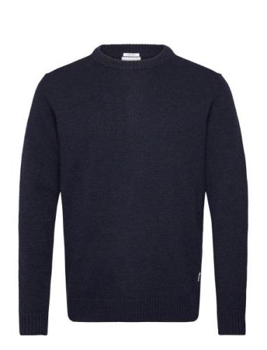 Lambswool O-Neck Knit Tops Knitwear Round Necks Navy Lindbergh