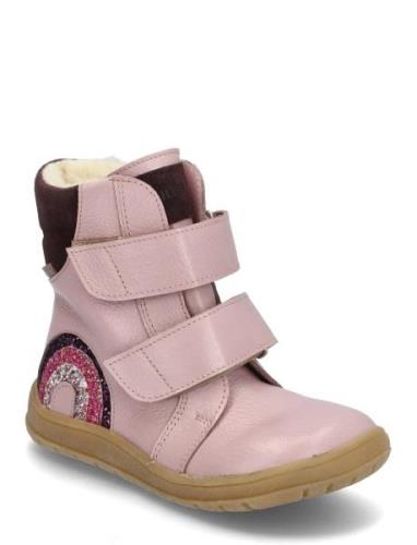 Boots - Flat - With Velcro Vinterkängor Med Kardborreband Pink ANGULUS