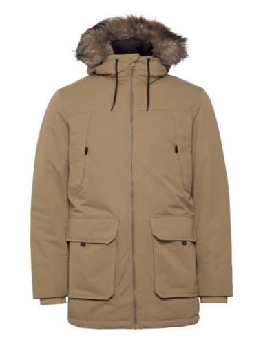 Jack & J S Jjeconstruct Faux Fur Parka Sn Beige