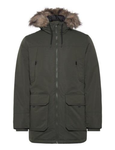 Jack & J S Jjeconstruct Faux Fur Parka Sn Grön