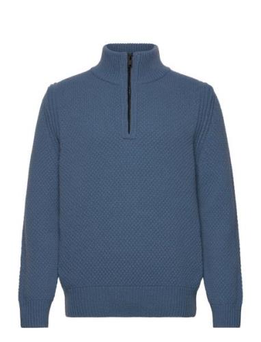 Kurano Tops Knitwear Half Zip Jumpers Blue BOSS