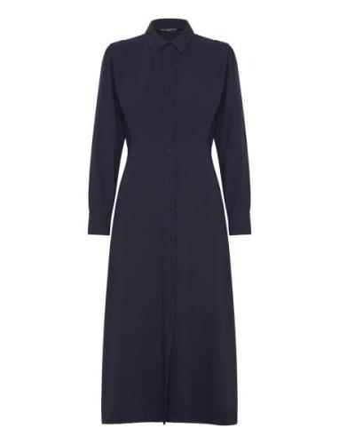 Brina Crepe Button Down Dress Maxiklänning Festklänning Navy French Co...