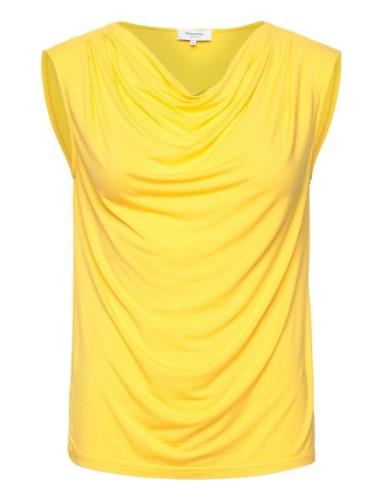 Viscose T-Shirt Tops T-shirts & Tops Sleeveless Yellow Rosemunde