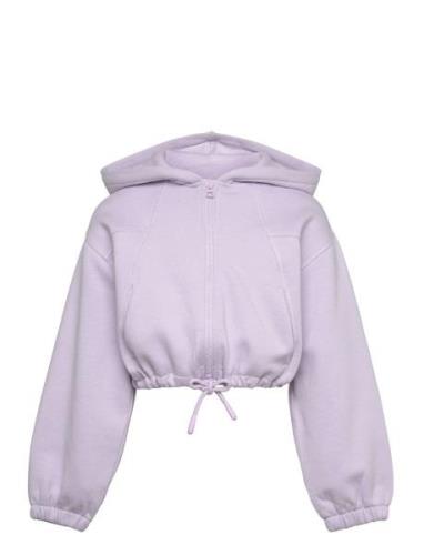 Cropped Cutline Hoody Jacket Tops Sweat-shirts & Hoodies Hoodies Purpl...