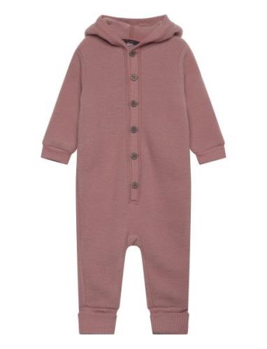 Mikk-line Wool Baby Suit W. Hood Rosa