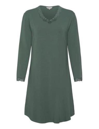 Bamboo - Nightdress With Long Sleev Nattlinne Khaki Green Lady Avenue