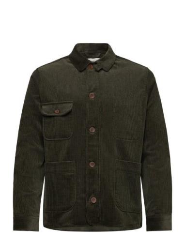 Khaki Cord Chore Jacket Tunn Jacka Green Pompeii