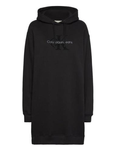 Chenille Monologo Hoodie Dress Kort Klänning Black Calvin Klein Jeans