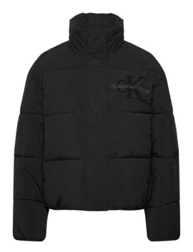 Chenille Monologo Puffer Fodrad Jacka Black Calvin Klein Jeans