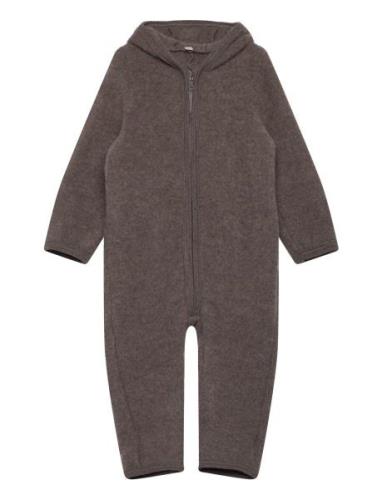 Pram Suit Wool Fleece Outerwear Fleece Outerwear Fleece Suits Brown Hu...