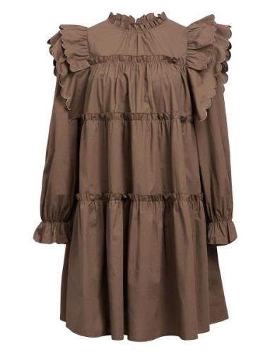 Objhope L/S Short Dress Div Kort Klänning Brown Object