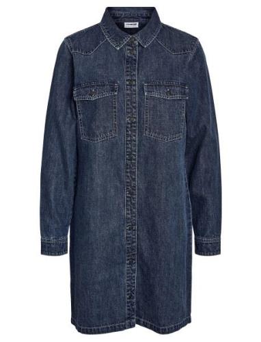 Nmnew Signe L/S Denim Dress Vi002Mb Noos Knälång Klänning Blue NOISY M...