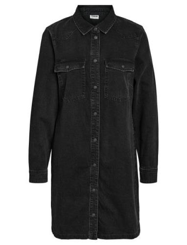 Nmnew Signe L/S Denim Dress Vi001Bl Noos Knälång Klänning Black NOISY ...