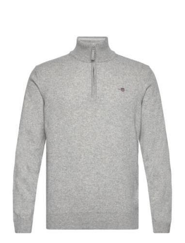 Superfine Lambswool Half Zip Tops Knitwear Half Zip Jumpers Grey GANT