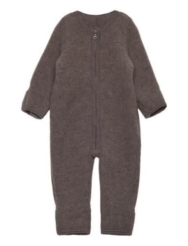 Pram Suit Wool Fleece Outerwear Fleece Outerwear Fleece Suits Brown Hu...