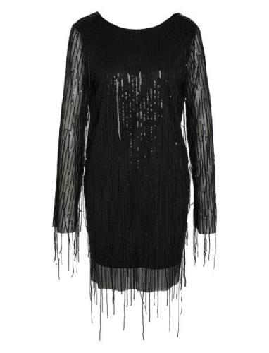 Nmstarlet L/S Sequin Short Dress Wvn Kort Klänning Black NOISY MAY