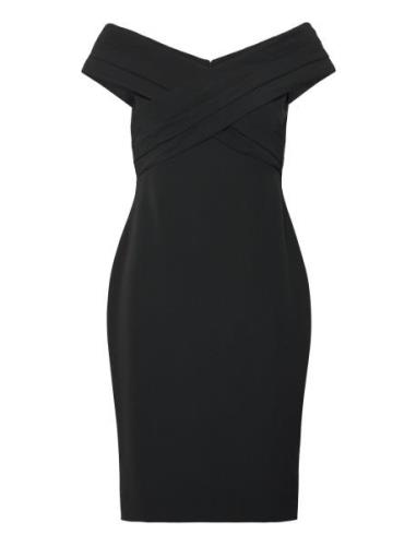 Crepe Off-The-Shoulder Cocktail Dress Kort Klänning Black Lauren Ralph...