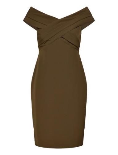 Crepe Off-The-Shoulder Cocktail Dress Kort Klänning Khaki Green Lauren...