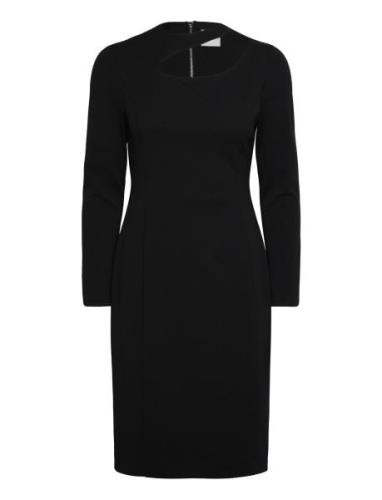 Scuba Crepe Cut Out Neck Dress Kort Klänning Black Calvin Klein