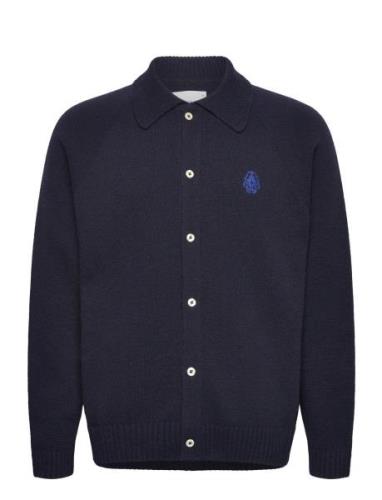 Mars Polo Cardigan-Navy Tops Shirts Casual Navy Edwin