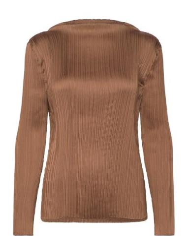 Ember Tops T-shirts & Tops Long-sleeved Brown Reiss