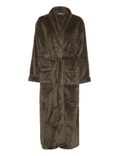 Filipa Fleece Robe Long Morgonrock Brown Missya