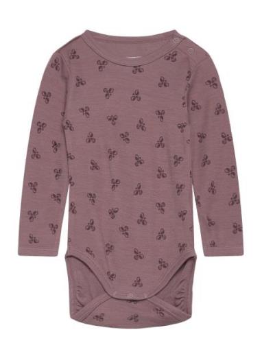 Hmlbambo Body Ls Långärmad Bodysuit Pink Hummel