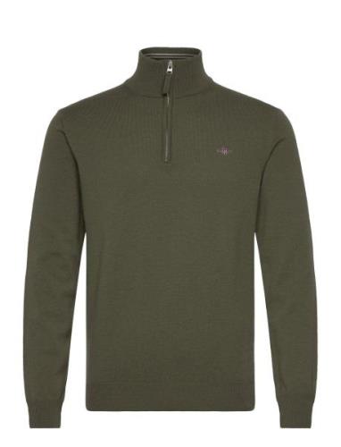 Superfine Lambswool Half Zip Tops Knitwear Half Zip Jumpers Green GANT