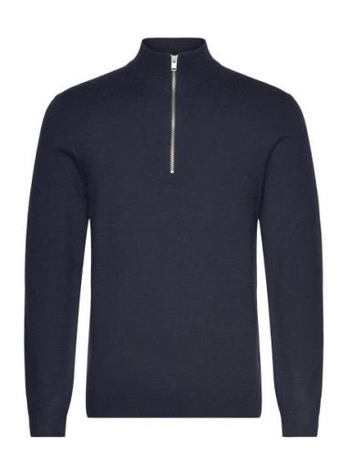 Ecovero Half Zip Knit Tops Knitwear Half Zip Jumpers Navy Lindbergh