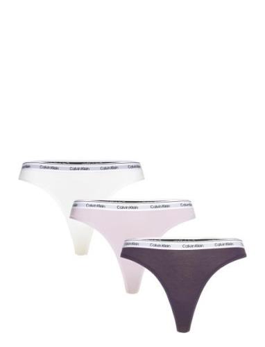 Thong 3Pk Stringtrosa Underkläder Purple Calvin Klein