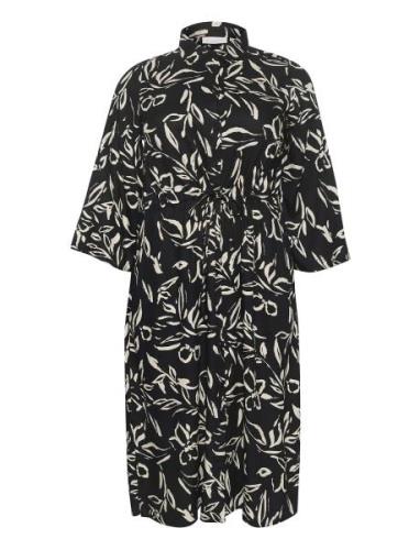 Kcflora Shirt Dress Knälång Klänning Black Kaffe Curve