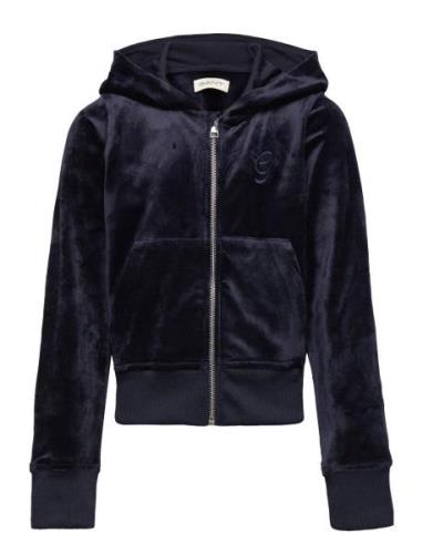 Velour Zip Hoodie Tops Sweat-shirts & Hoodies Hoodies Navy GANT