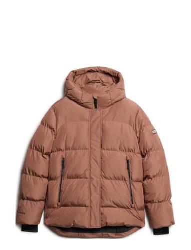 Hooded 5 Baffle Sports Puffer Fodrad Jacka Beige Superdry