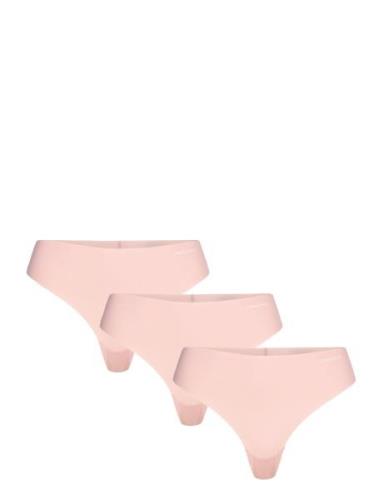 Thong 3Pk Stringtrosa Underkläder Pink Calvin Klein