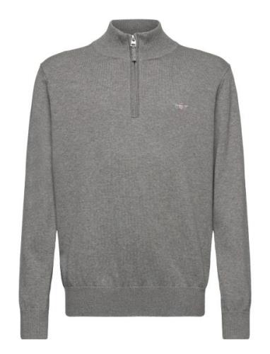 Shield Cotton Half Zip Tops Knitwear Pullovers Grey GANT