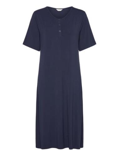 Bamboo Long Nightdress, Short Sleev Nattlinne Navy Lady Avenue