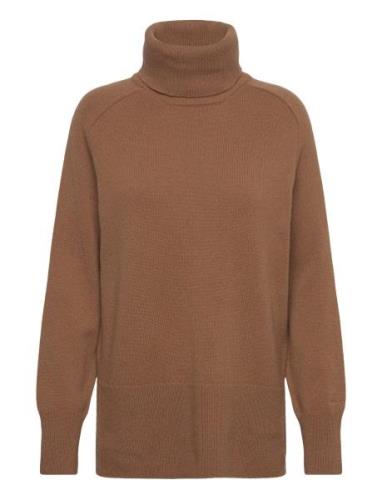 Herringb Detail Rollneck Tops Knitwear Turtleneck Brown GANT