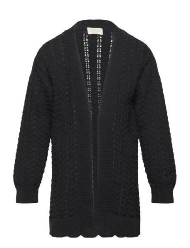 Cardigan Long Tops Knitwear Cardigans Black Creamie