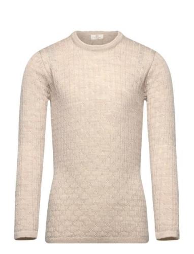 Merino Classic Pointelle Blouse Tops Knitwear Pullovers Beige Copenhag...